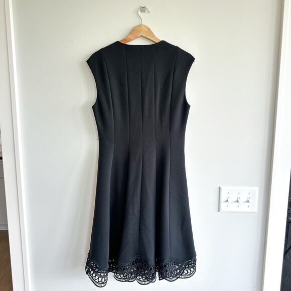 Elie Tahari Heidi Eyelet Hem 1/4 Zip Sleeveless Dress Black 10 - Picture 3 of 8